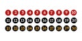 Simple round numbers icon set in line style.
