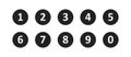 Simple round numbers symbol set. Black isolated font in vector flat