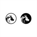 Simple round stamp black color dragon head