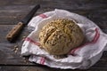 Simple rustic rye oat bread without yeast with seeds