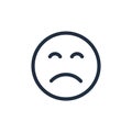 Simple sad face emoticon illustration. Regret disappointment melancholy client expression icon. Royalty Free Stock Photo