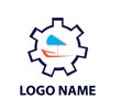 Simple sailboat and gear logo design