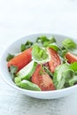 Simple Salad with Tomatoes, Cucumber and fresh Basil.