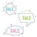 Simple sale speech bubbles with geometric signs vector illustration