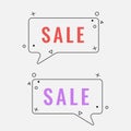Simple sale square speech bubbles with geometric signs vector illustration