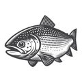 Simple Salmon Front View Vector Icon Vintage Retro Logo Illustration. Royalty Free Stock Photo