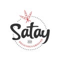 Simple satay traditional culinary food cuisine label template