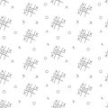 A simple school seamless pattern with a tic-tac-toe game. Black and white background with isolated hand-drawn doodle outline Royalty Free Stock Photo