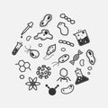 Simple science and micro organism icon set