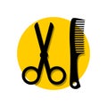 Simple Scissors comb hair salon logo illustration Royalty Free Stock Photo