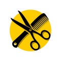 Simple Scissors comb hair salon logo illustration Royalty Free Stock Photo