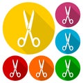 Simple Scissors symbol icon with long shadow