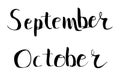 Simple Script Vector Lettering Hand Draw Sketch, September October