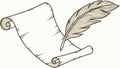 Simple scroll and feather quill, classic writing art, historical elegance, vector design Generative AI Royalty Free Stock Photo