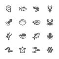 Simple Sea Food Icons Royalty Free Stock Photo