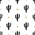 Simple seamless background with cactus image. Gold and black cactus. pattern. Vector. Vector illustration