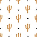 Simple seamless background with cactus image. Gold and black cactus. pattern. Vector. Vector illustration