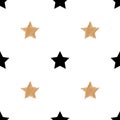 Simple seamless background with gold and black stars. Vector illustration. Vector Royalty Free Stock Photo