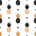 Simple seamless background with a picture of golden pineapple. Vector.