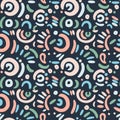 Simple seamless doodle art funny pattern. Repetition surface design template. Wrap pastel paper decoration. Geometric Fabrics art