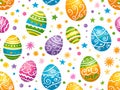 simple seamless doodle easter themed pattern, light pastel colors, eggs and stars