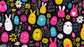 simple seamless doodle easter themed pattern, light pastel colors, eggs