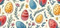 simple seamless doodle easter themed pattern, light pastel colors, eggs