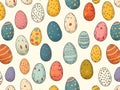 simple seamless doodle easter themed pattern, light pastel colors, eggs