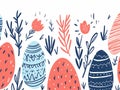 simple seamless doodle easter themed pattern, light pastel colors,