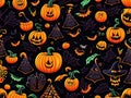 simple seamless doodle Halloween themed pattern