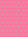 Simple seamless floral pattern with blue three-petal flowers and small white flowers on a pink background in vintage style Baby Royalty Free Stock Photo