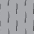Simple seamless kitchen pattern with knife silhouettes. Grey palette cooking artwork. Dark dishware print