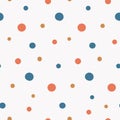 Simple seamless pattern with bright multicolored random polka dot