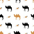 Simple seamless pattern with camels. Vector. Vector pattern. Gold and black camel.