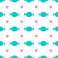 Simple seamless pattern with candy and hearts. Cute print. Royalty Free Stock Photo