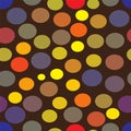 Simple seamless pattern with colorful chaotic ovals