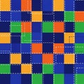 A simple, seamless pattern of colorful squares in a patchwork or quilt design. vector design Generative AI Royalty Free Stock Photo
