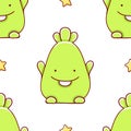 Simple seamless pattern, cute kawaii hand drawn monster doodles