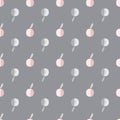 Simple seamless pattern with doodle apple ornament. Grey background. Pale palette artwork