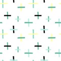 Simple seamless pattern. Green and yellow pastel colors, abstract hand drawn stripes, scandinavian childish minimal geometric Royalty Free Stock Photo