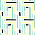 Simple seamless pattern. Green and yellow pastel colors, abstract hand drawn stripes, scandinavian childish minimal geometric Royalty Free Stock Photo