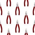 Hand tool plier vector background. Simple seamless pattern.