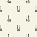 Simple seamless pattern with kitchen design and cutlery. Vector background for design of kitchen, cafe, restaurant Royalty Free Stock Photo
