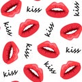 Simple seamless pattern with lip silhouette on a white background. Vector. Glamor.