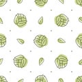Simple seamless pattern of minimalistic cabbage vegetables