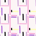 Simple seamless pattern. Pink and purple pastel colors, abstract hand drawn stripes, scandinavian childish minimal geometric Royalty Free Stock Photo