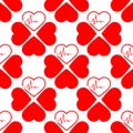 simple seamless pattern of red hearts on a white background, texture Royalty Free Stock Photo