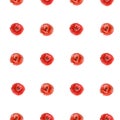 Simple seamless pattern of red poppy flower isolated on a white background.