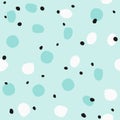 Simple seamless pattern with repeating round spots drawn by hand. Sketch, watercolor, paint.