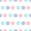 Simple seamless pattern. Repeating round spots painted with a watercolor brush.